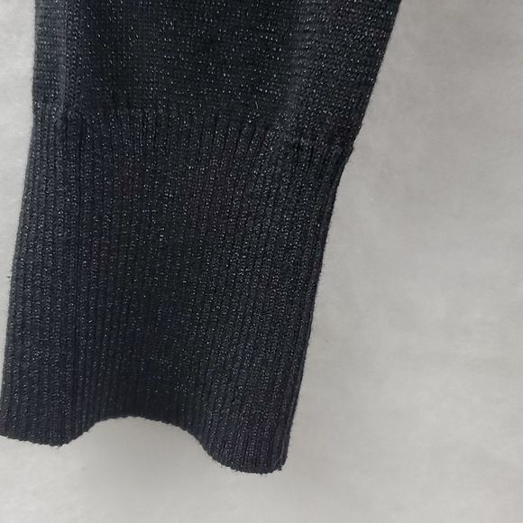 MIchael Kors Shimmering Black Cowl Neck Sweater Fringes Size Large EUC - Picture 2 of 9